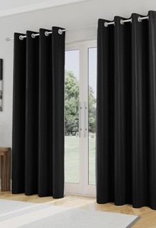 Supersoft Eyelet, Black - Ready Made Curtains